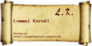 Lommel Kornél névjegykártya